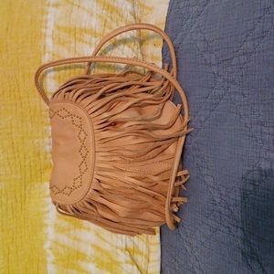 Authentic Lucky Brand fringed drawstring handbag
